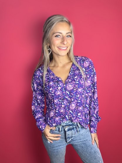 Blouse Berenice print paars