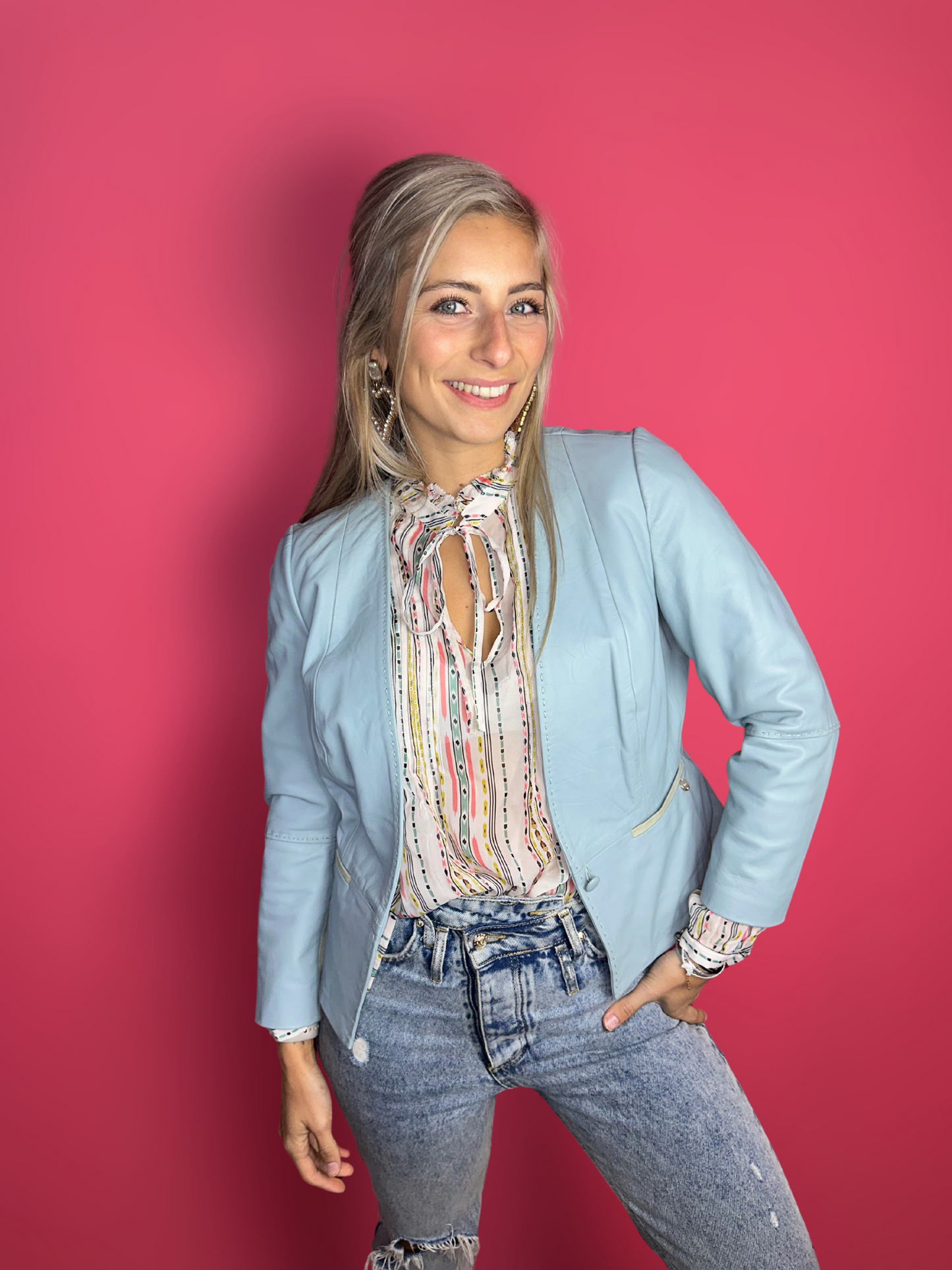 Veste en cuir Liu Jo bleu clair