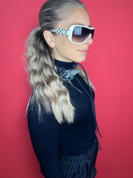 Zonnebril Miu Miu polkadot wit/zwart