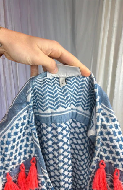 Jurk Cecilie print blauw, wit maat L