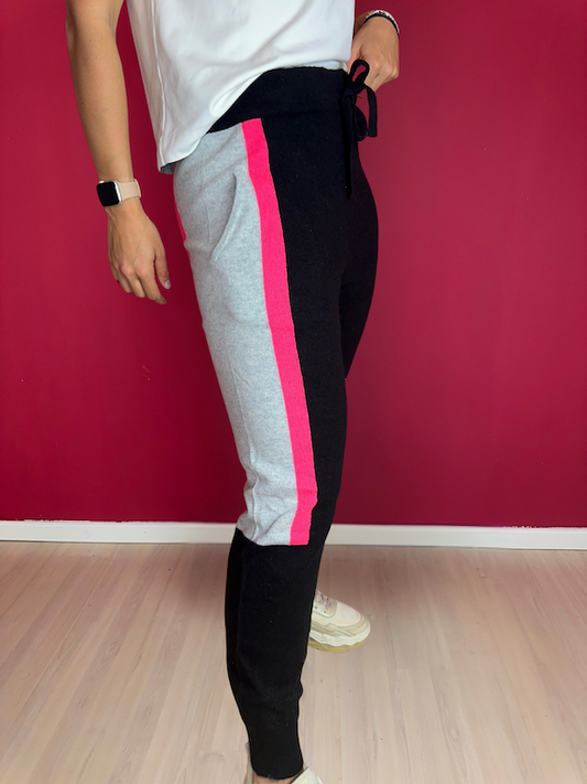 Broek Brodie Cashmere zwart/neon roze - Maat L