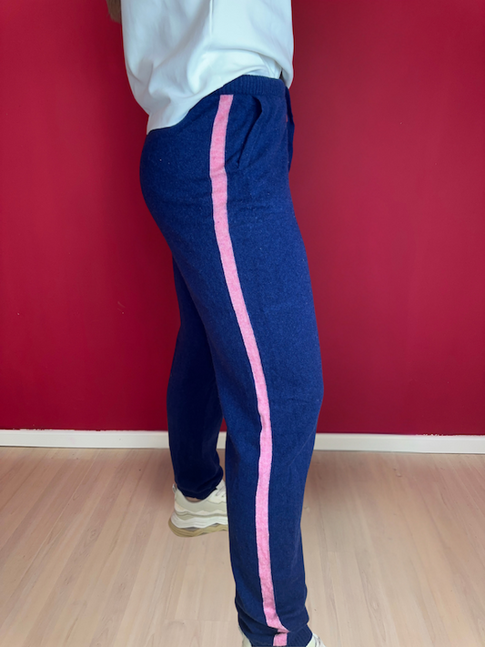 Broek Absolut Cashmere donkerblauw/lichtroze - Maat L