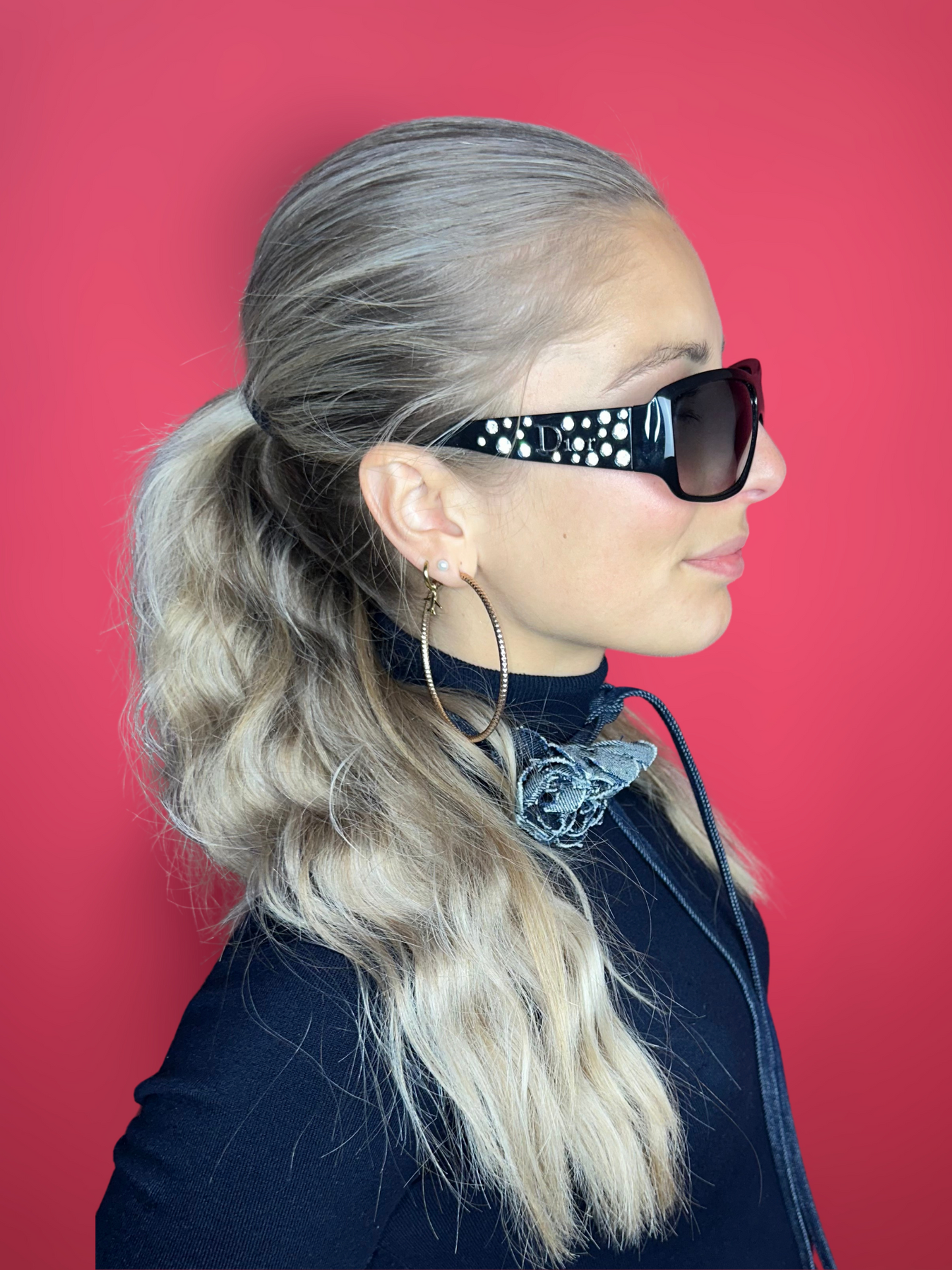 Zonnebril Dior– zwart montuur met strass