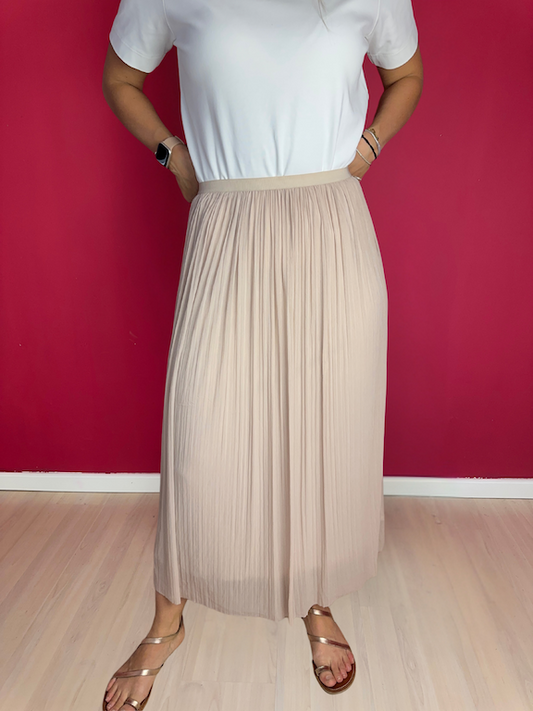Rok Twinset tule plissé beige - Maat L