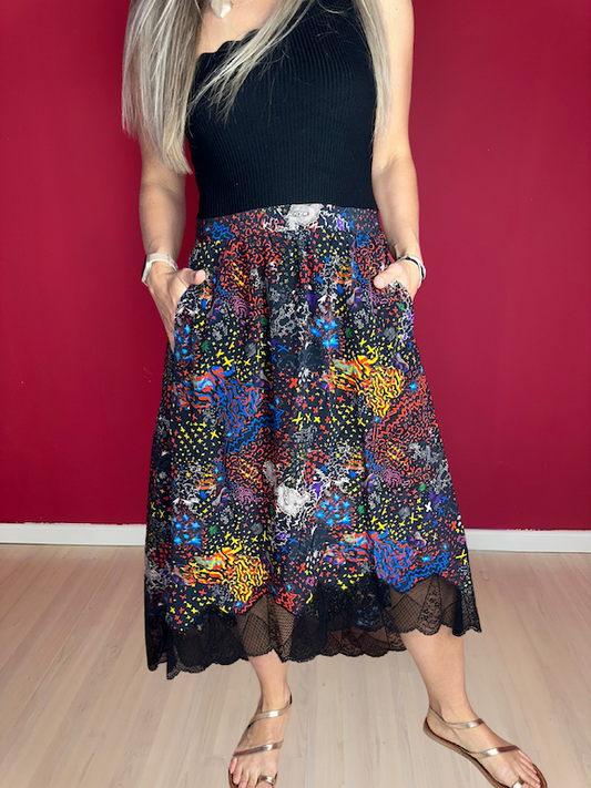 Rok Zadig & Voltaire print kant zwart - Maat 40
