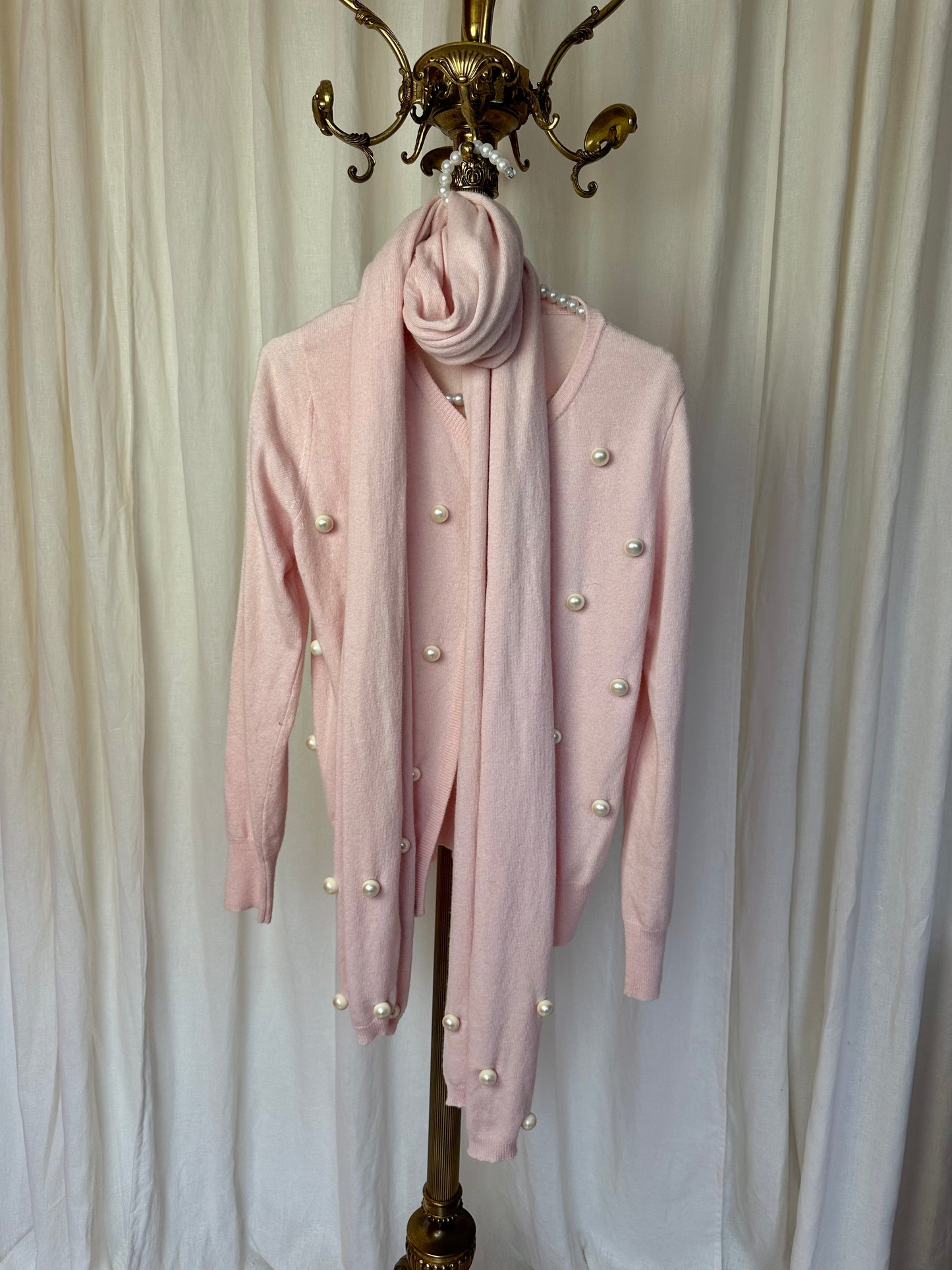 Set vest + sjaal Anna Rachele lichtroze en parels maat S (36)