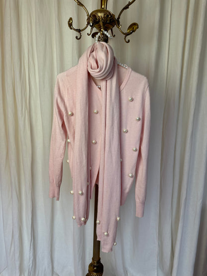 Set vest + sjaal Anna Rachele lichtroze en parels maat S (36)