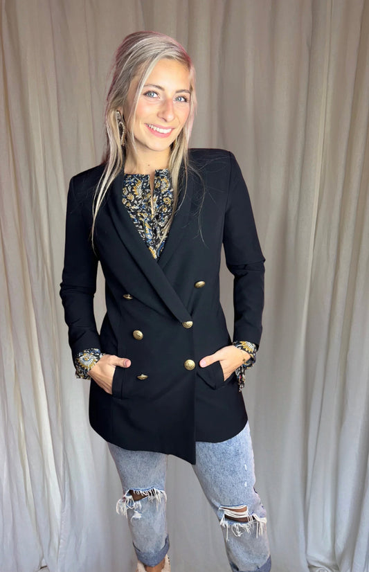 Blazer Almagores zwart knopen goud maat S