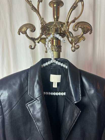 Blazer H&M cinched PU leather zwart maat 36