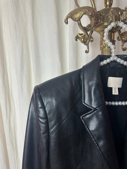 Blazer H&M cinched PU leather zwart maat 36