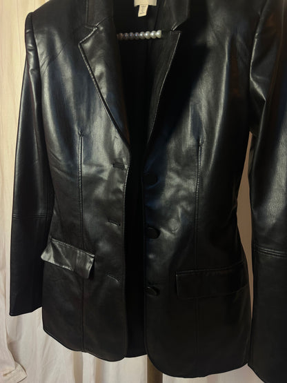 Blazer H&M cinched PU leather zwart maat 36