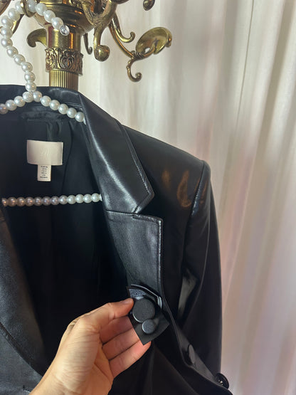 Blazer H&M cinched PU leather zwart maat 36