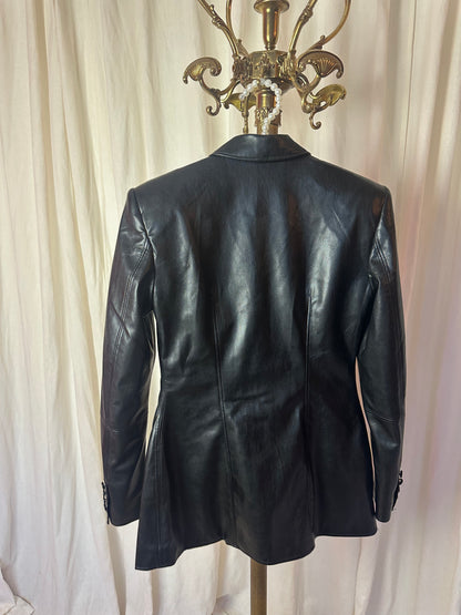Blazer H&M cinched PU leather zwart maat 36