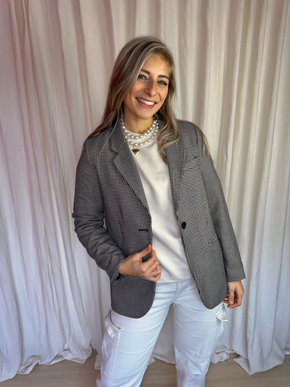 Blazer H&M ruit zwart,beige maat XS