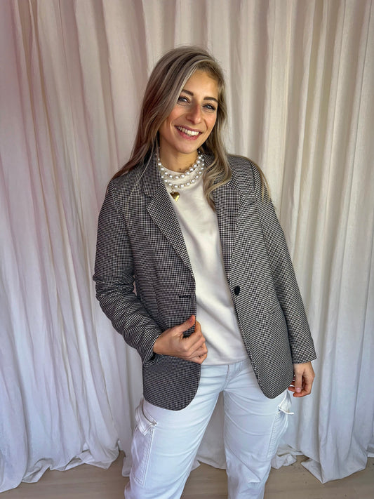 Blazer H&M ruit zwart,beige maat XS