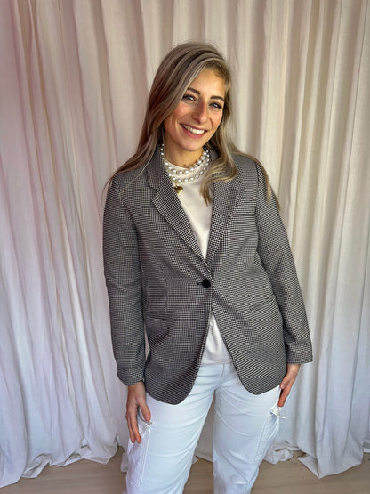 Blazer H&M ruit zwart,beige maat XS