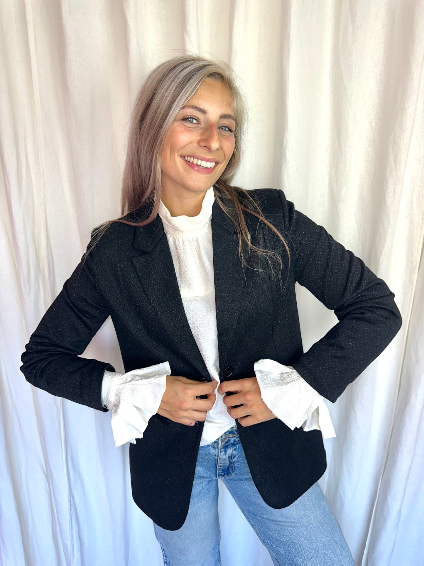 Blazer Ichi zwart glitter - Maat XS