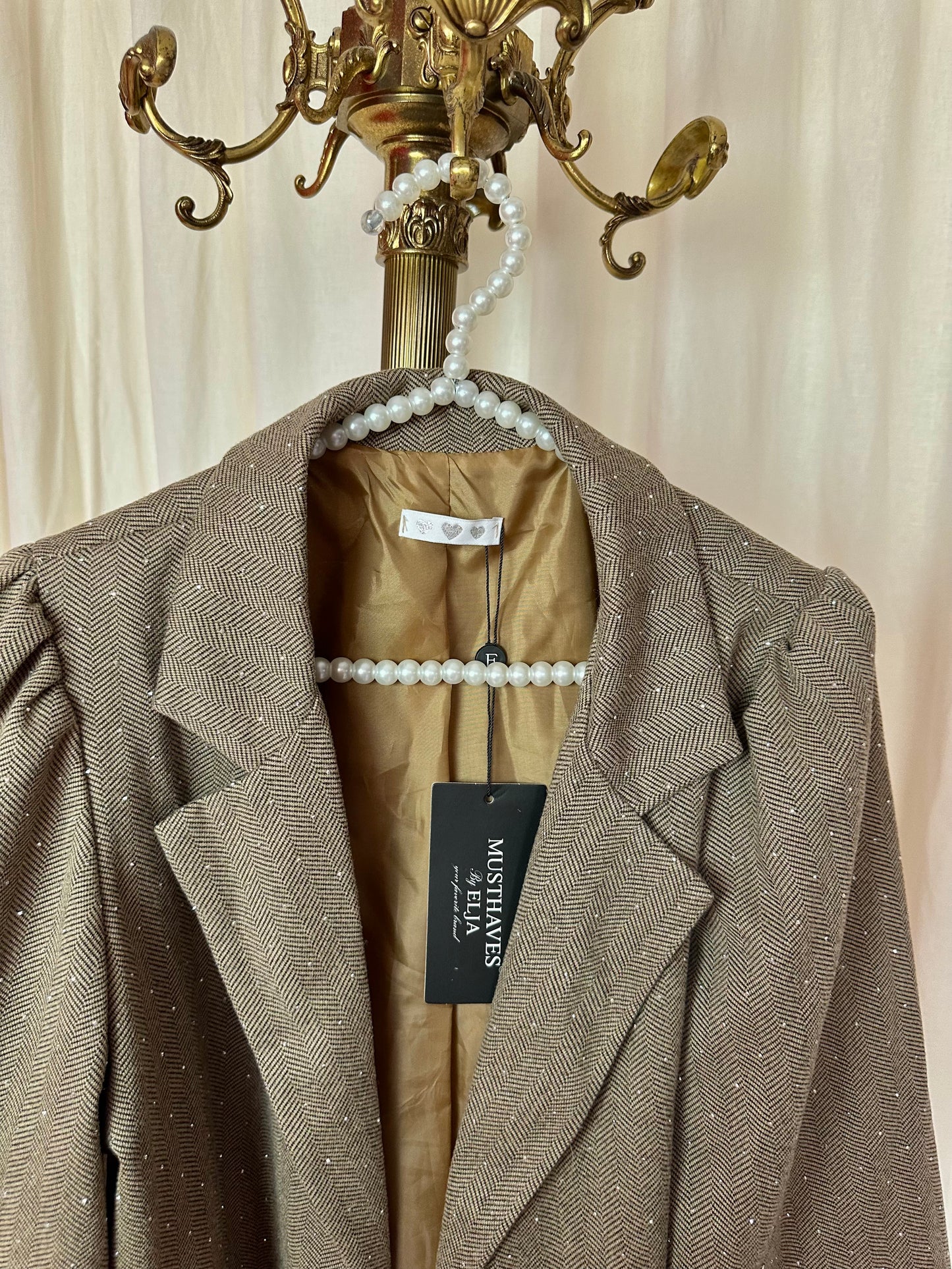 Blazer Musthaves By Elja bruin strass stenen maat S/M