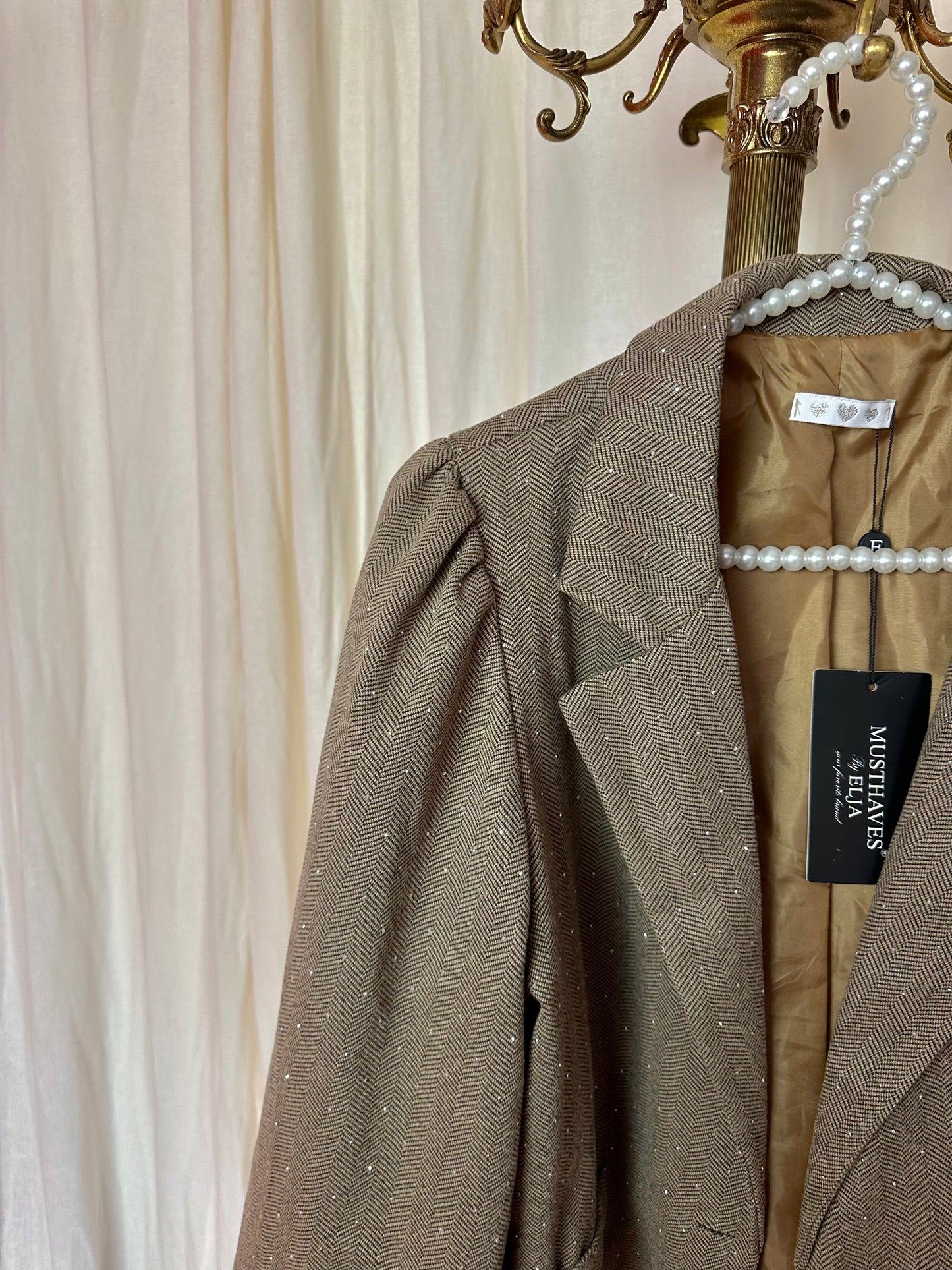 Blazer Musthaves By Elja bruin strass stenen maat S/M