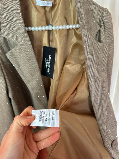 Blazer Musthaves By Elja bruin strass stenen maat S/M