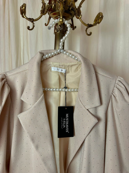 Blazer Musthaves By Elja korte pofmouw beige strass stenen maat S/M
