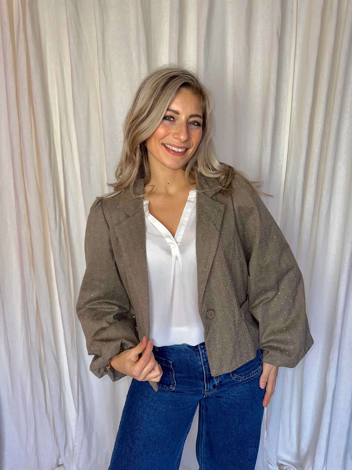 Blazer Musthaves By Elja bruin strass stenen maat S/M