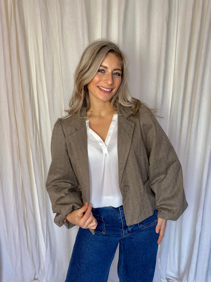 Blazer Musthaves By Elja bruin strass stenen maat S/M