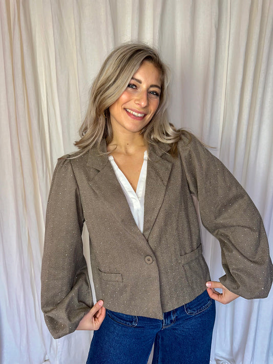Blazer Musthaves By Elja bruin strass stenen maat S/M
