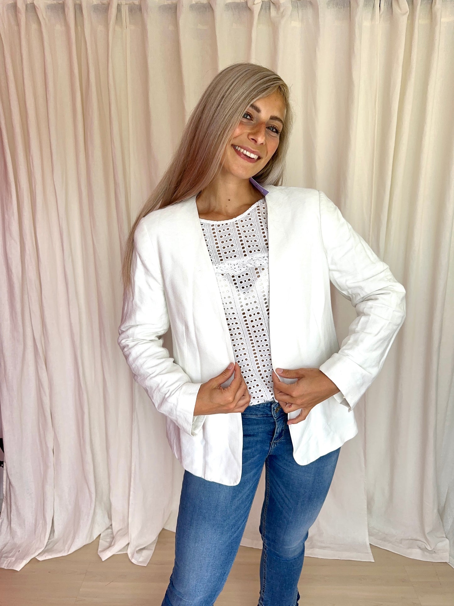 Blazer Twinset linnen wit - Maat XL
