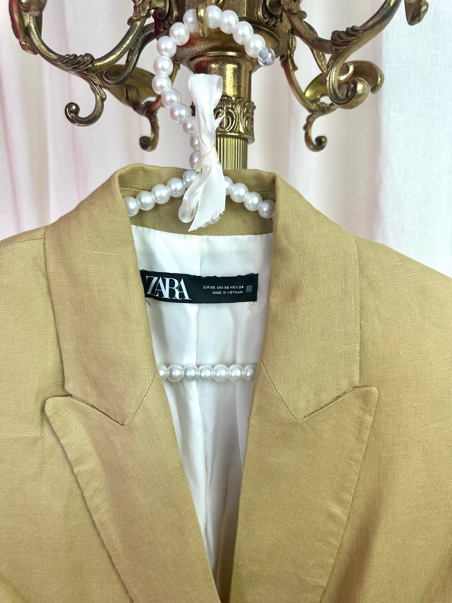 Blazer Zara linnenlook khaki maat XS