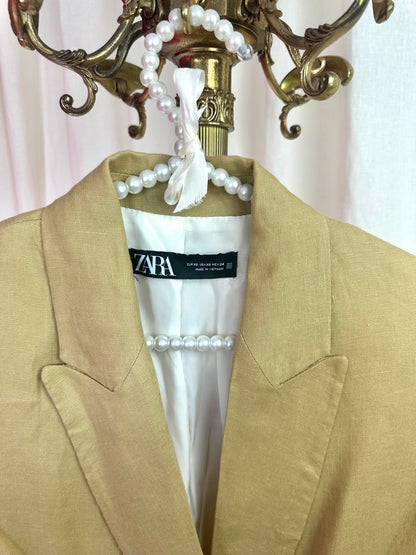 Blazer Zara linnenlook khaki maat XS