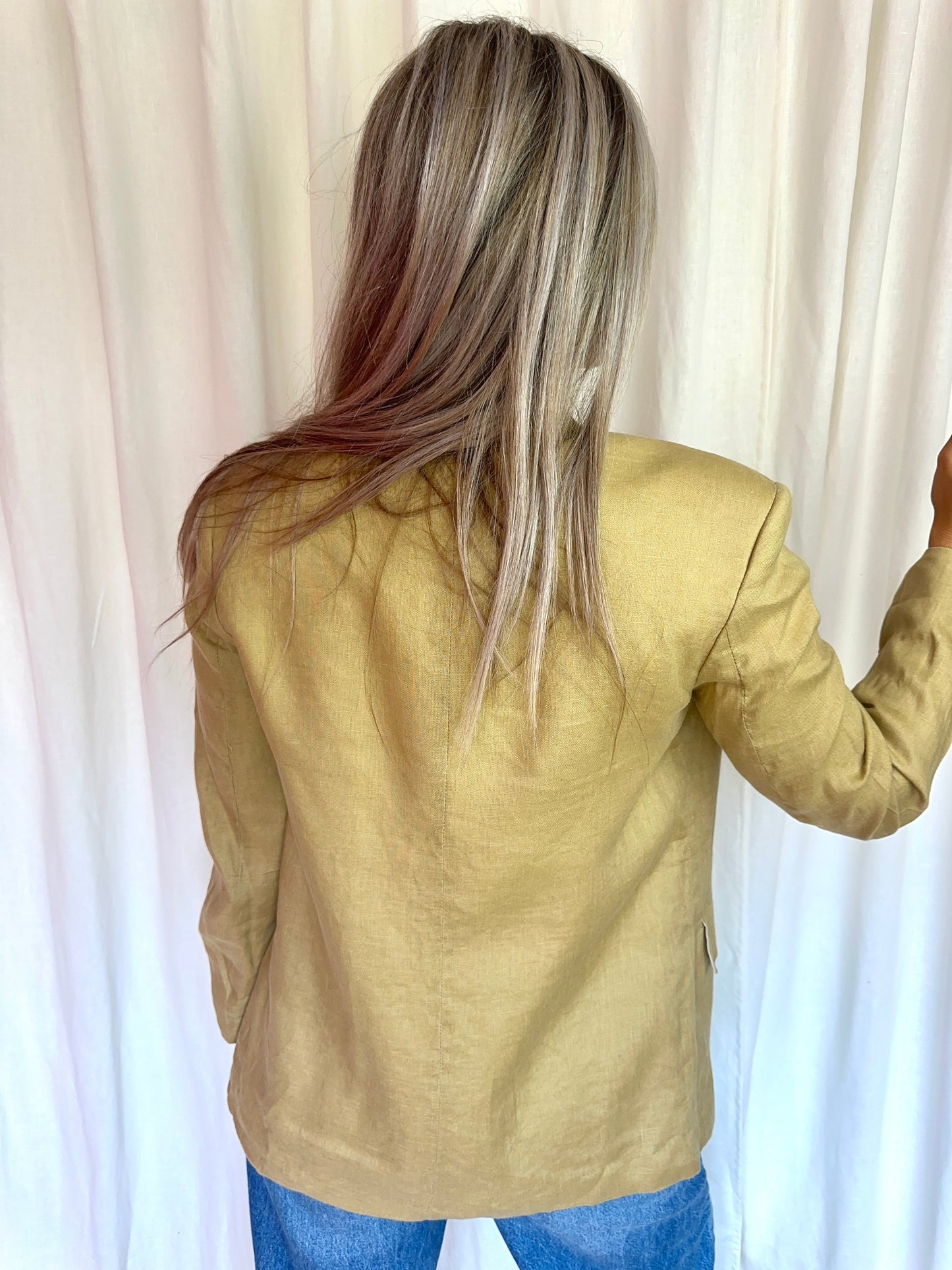Blazer Zara linnenlook khaki maat XS