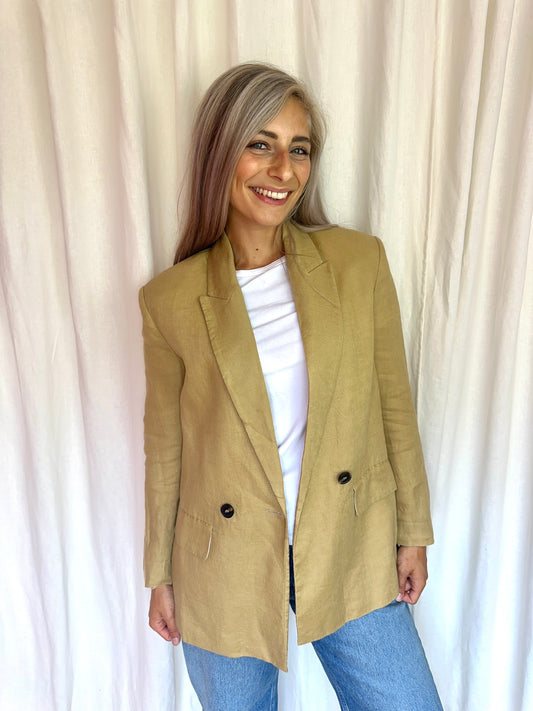 Blazer Zara linnenlook khaki maat XS