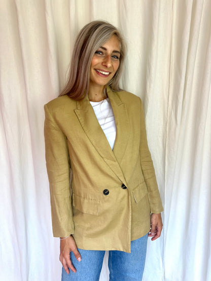 Blazer Zara linnenlook khaki maat XS