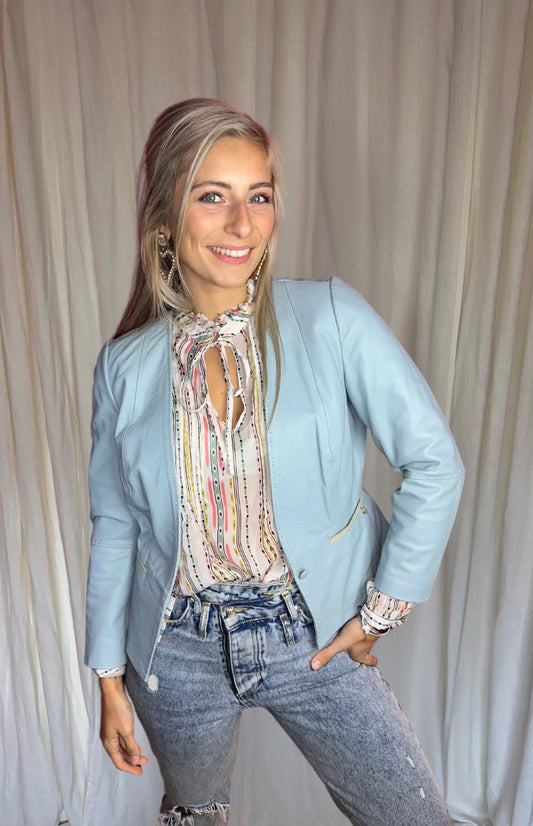 Veste en cuir Liu Jo bleu clair