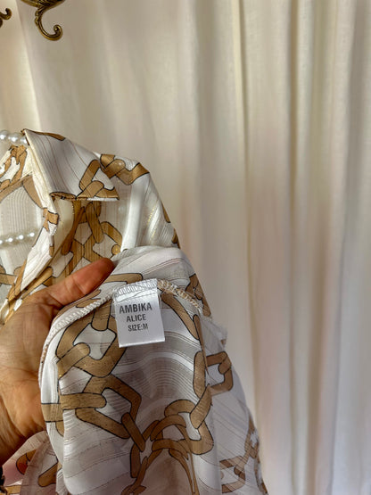 Blouse Ambika Alice chain wit,beige,goud maat M