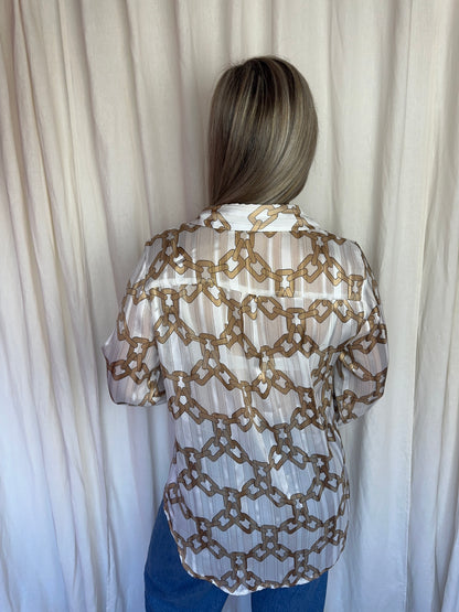 Blouse Ambika Alice chain wit,beige,goud maat M