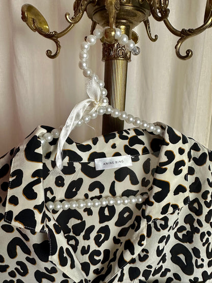 Blouse Anine Bing luxe zijde panterprint wit - maat M(38)