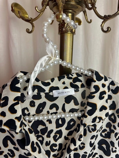 Blouse Anine Bing luxe zijde panterprint wit - maat M(38)
