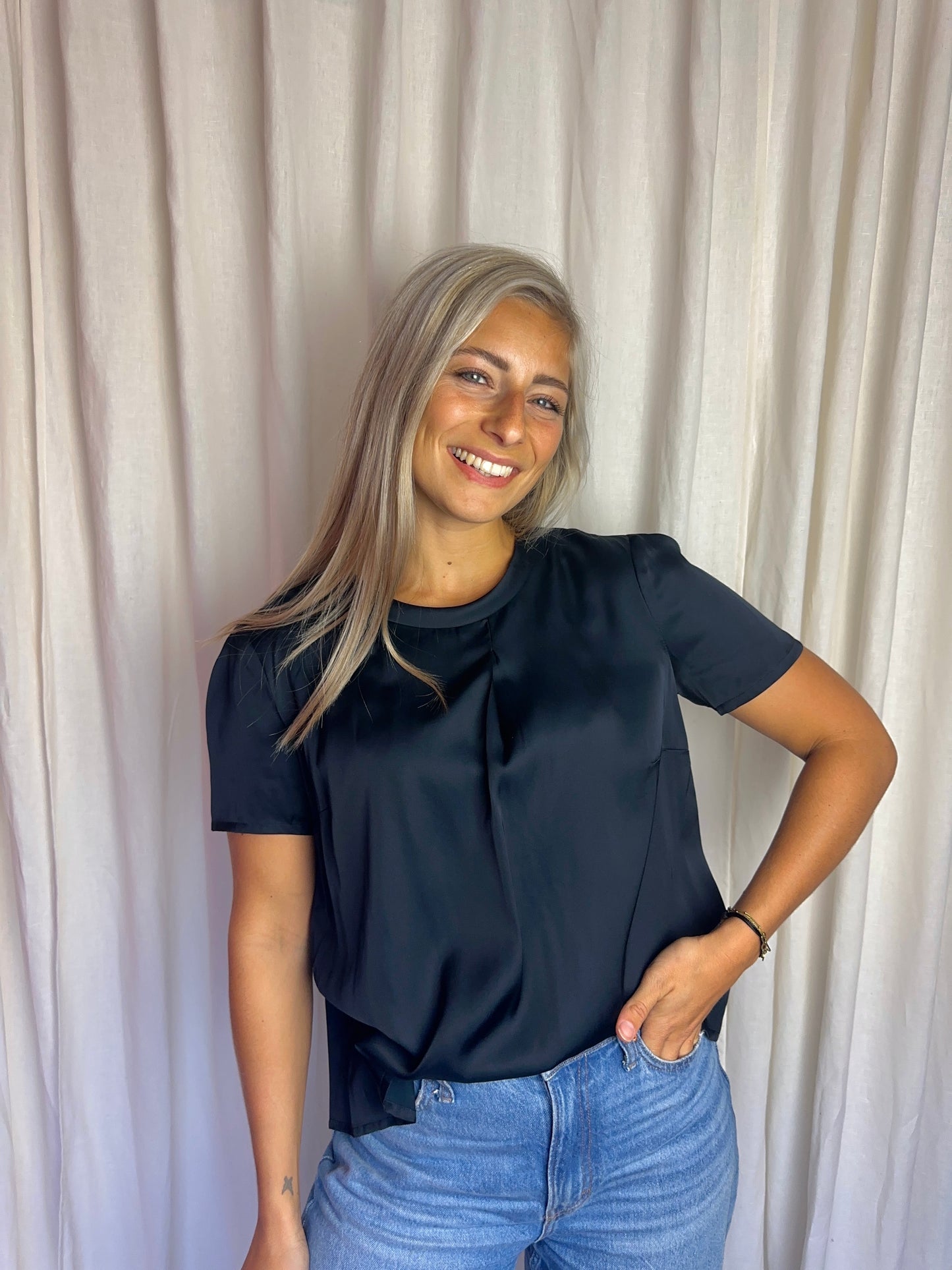 Blouse Armani donkerblauw - Maat 38