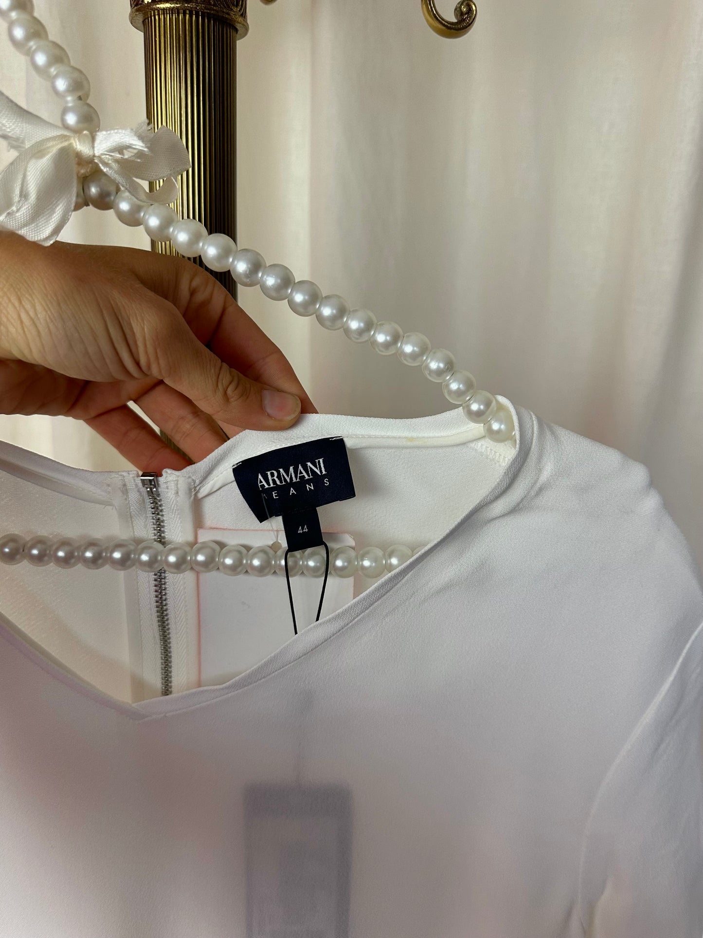 Blouse Armani wit rits zilver - Maat 38 (M)