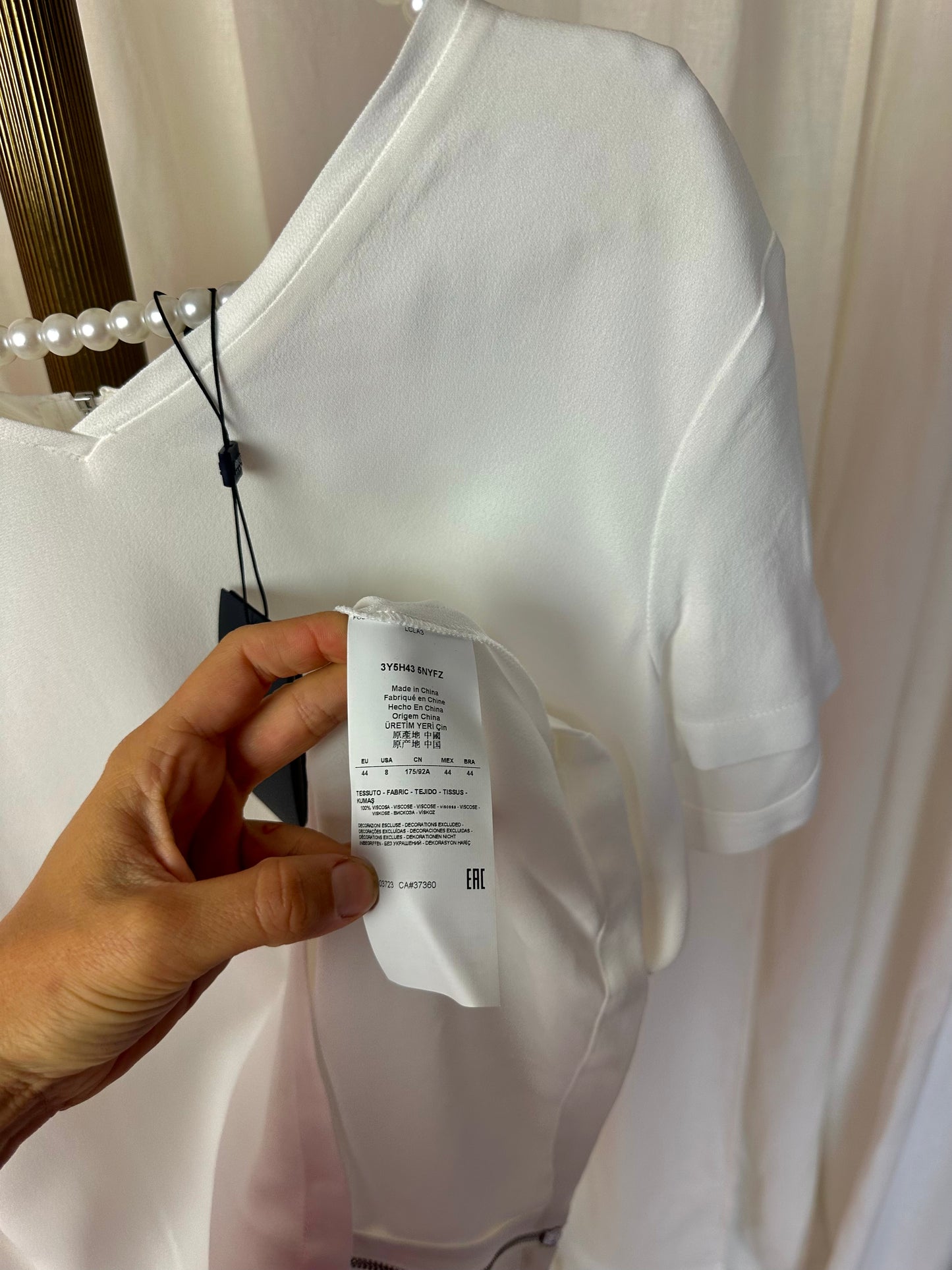 Blouse Armani wit rits zilver - Maat 38 (M)