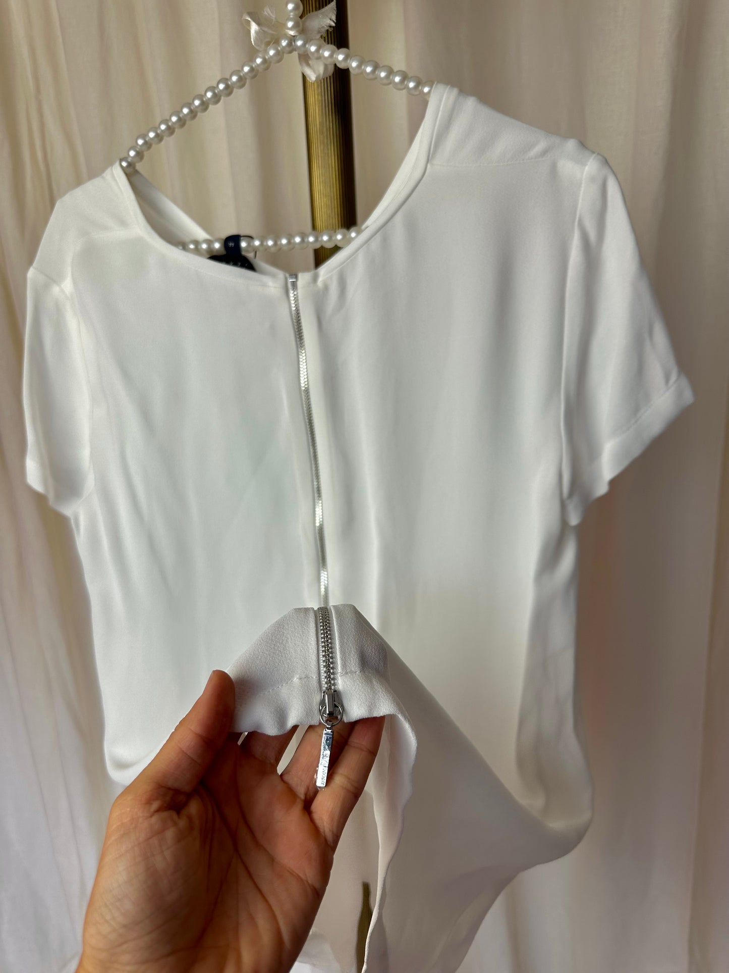 Blouse Armani wit rits zilver - Maat 38 (M)