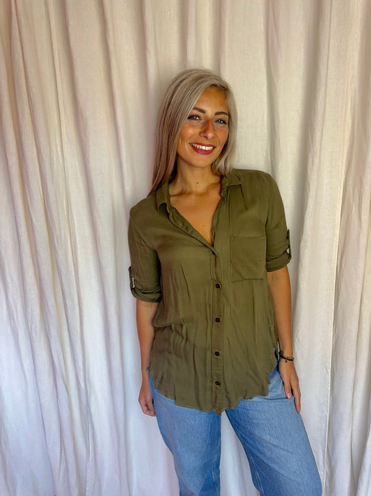 Blouse Bella Dahl rayon groen maat S