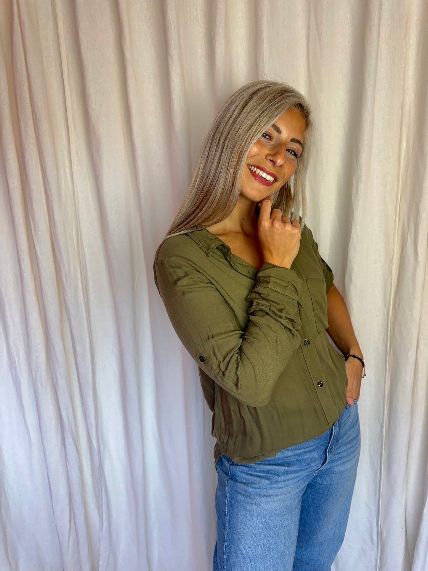 Blouse Bella Dahl rayon groen maat S