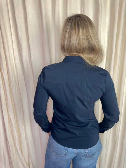 Blouse Bien blue overhemd donkerblauw maat M