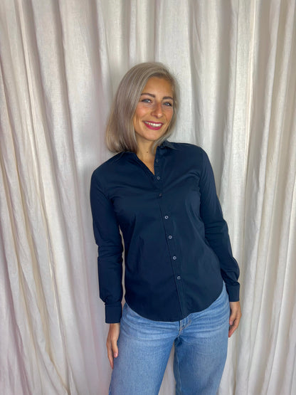 Blouse Bien blue overhemd donkerblauw maat M