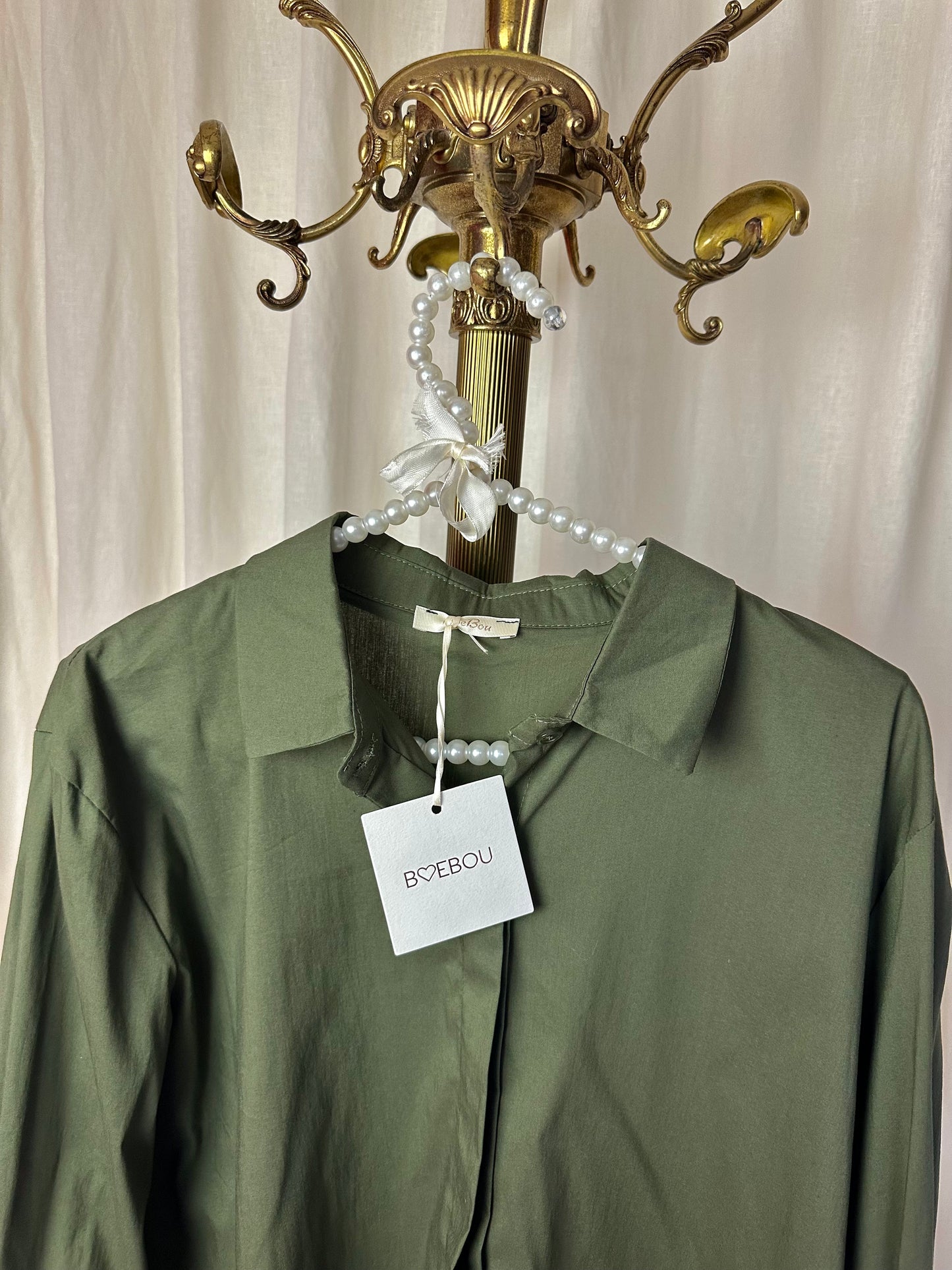 Blouse Boebou katoen legergroen onesize