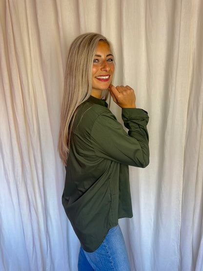Blouse Boebou katoen legergroen onesize