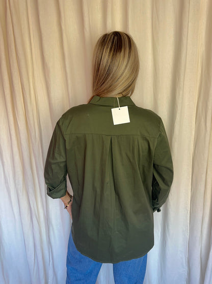 Blouse Boebou katoen legergroen onesize